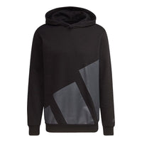 Men's adidas Large Logo Hood Casual Sports Pullover Black HI1180
