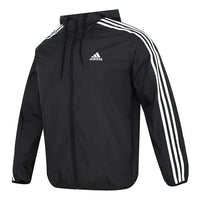 adidas Essentials Woven 3-Stripes Windbreaker Jacket 'Black' IB0378