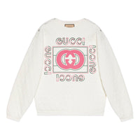 (WMNS) Gucci Vintage Logo Quilted Sweatshirt 'White Pink' 717400-XJEV9-9095