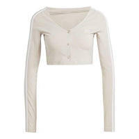 (WMNS) adidas originals Adicolor Classics 3-Stripes Button Long Sleeve Tee 'Beige' II0708