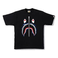 A Bathing Ape Half Zip Shark Face Tee 'Black' BAPE-SS18-005