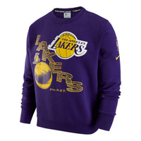 Nike NBA Los Angeles Lakers Courtside Casual Sports Printing Fleece Long Sleeves Purple DH9439-504