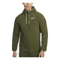 Men's Nike Sports Living Series Solid Color Logo Printing Hooded Casual Jacket Green DD2129-326