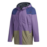 adidas Terrex Xplr Rain 2.5 J Outdoor Sports waterproof Colorblock Hooded Jacket Purple FN0832