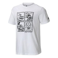 adidas Cartoon Pattern Basketball Sports Short Sleeve White HT4051