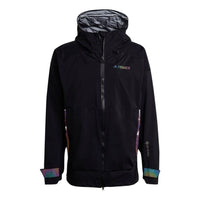 adidas Solid Color Logo Tee Stripe Casual Hooded Jacket Black GM4817