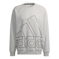 Men's adidas Big Lo Swt Ft Logo Printing Casual Sports Round Neck Light Grey HB5087