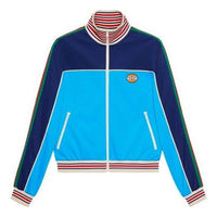 Gucci Technical Jersey Zip-Up Jacket With Web 'Blue' 645206-XJC5N-4233