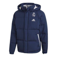 adidas Real SSP DW JKT Real Madrid Soccer/Football protection against cold Stay Warm Detachable hooded down Jacket Blue FQ3318