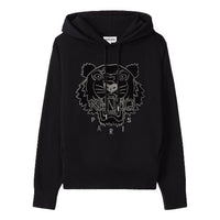 (WMNS) KENZO Tiger Head Embroidered Alphabet Hoodie Black FA62SW8714XJ-99