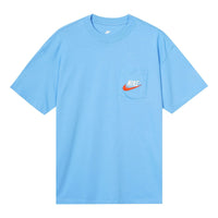 Men's Nike Sportswear Casual Sports Breathable Back Large Logo Round Neck Short Sleeve University Blue T-Shirt DM6426-412