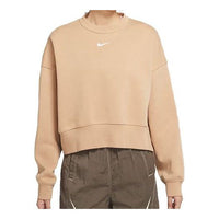 (WMNS) Nike Short Solid Color logo Printing Round Neck Pullover Yellow Hoodie DJ7666-200