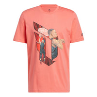 adidas Dame Casual Basketball Cartoon Character Sports Round Neck Breathable Short Sleeve Pink HS4323
