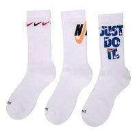 Nike Printing Logo Athleisure Casual Sports Socks 3 Pairs White DH3822-902