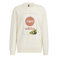 adidas neo Logo Printing Round Neck Long Sleeves Pullover Couple Style Yellow HM7432