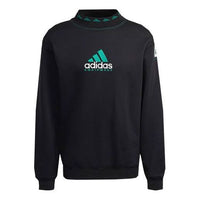 Men's adidas originals Eqt Logo Embroidered Sports Round Neck Pullover Black HG8096