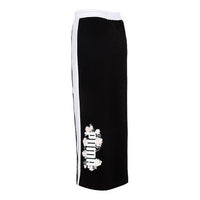 (WMNS) PUMA Logo Printing Half Body Long Skirt Black 532047-01