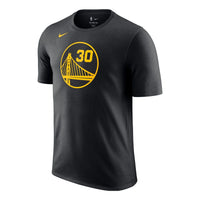 Men's Nike Golden State Warriors Curry Numeric Alphabet Pure Cotton Round Neck Pullover Short Sleeve Black T-Shirt DA7375-013