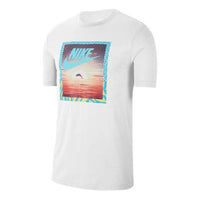 Nike Sportswear Printing Short Sleeve 'Aqua Photo White' CT6591-100