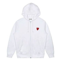 (WMNS) COMME des GARCONS PLAY Zip Hooded Sweatshirt With Red Family Heart 'White' AZ-T293-051-2