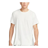 Men's Nike Yoga Dri-FIT Solid Color Back Pattern Printing Round Neck Training Sports Short Sleeve White T-Shirt DM8142-133