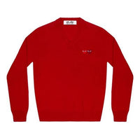 (WMNS) COMME des GARCONS PLAY V-Neck Pullover Double Emblem 'Red' AZ-N055-051-5