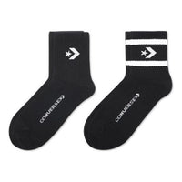 Converse Core Twin Pack Mid-Crew Quarter Socks 'Black' 10021594-A02