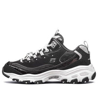 (WMNS) Skechers D'Lites Running Shoes Black/White/Gray 12242-BKW