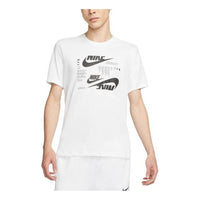 Men's Nike Logo Printing Round Neck Short Sleeve White T-Shirt DR7816-100