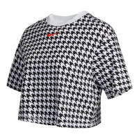 (WMNS) Nike Sportswear Icon Clash Casual Sports Houndstooth Short Sleeve Black T-Shirt DD5034-100