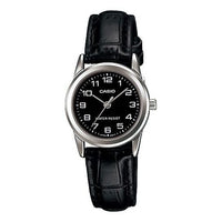 CASIO Retro Pointer Series Classic Leather Black Quartz Waterproof Black Dial Black Analog LTP-V001L-1B