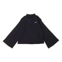 (WMNS) Nike Sportswear ribbed Knit High Collar Long Sleeves Knit Long Sleeves Black DM6400-010