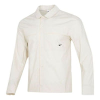 Men's Nike Solid Color Woven Long Sleeves Autumn White Shirt DM6640-104