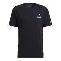 Men's adidas Ocean Gfx Tee Cartoon Animal Sports Alphabet Casual Round Neck Short Sleeve Black T-Shirt HE7357