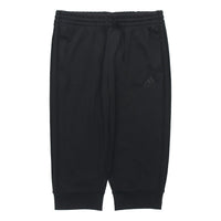 adidas M 3s Ft Tc 34pt Embroidered Logo Stripe Knit Bundle Feet Cropped Pants Black GK8990
