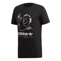 Men's adidas originals Hand Painted Character Logo Round Neck Cartoon Short Sleeve Black T-Shirt CZ1764