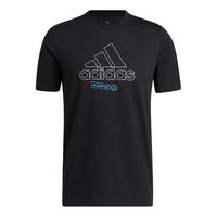 Men's adidas Minimalistic Alphabet Large Logo Printing Athleisure Casual Sports Round Neck Short Sleeve Black T-Shirt IB9430