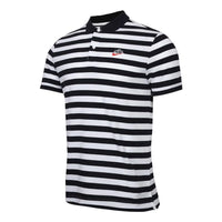 Men's Nike Contrasting Colors Stripe Short Sleeve polo Black Polo Shirt CT5604-010