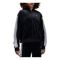 (WMNS) Air Jordan Velour Track Jacket 'Black Grey' DV1396-010
