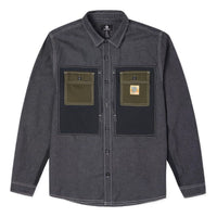 Men's Converse Flowers Small Logo Retro Splicing Contrasting Colors Woven Shirt Jacket Dark Black 10024167-A02