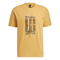 Men's adidas Printing Casual Sports Short Sleeve Yellow T-Shirt HI6859