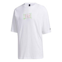 adidas Multi-Color Printing Pattern Round Neck Short Sleeve White GF3985