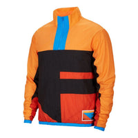 Nike As M Nk Flight Jacket Half Zipper hooded Colorblock Black Orange CN8509-010