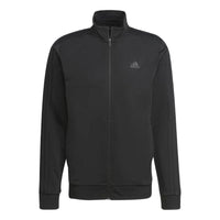 Men's adidas Essentials Solid Color Chest Logo Printing Zipper Sports Jacket Black H46101