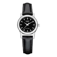 CASIO ins Influencer Fashion Business Casual Classic Pointers Waterproof Quartz Leather Strap Watch Black Analog LTP-1095E-1A