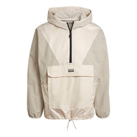adidas originals V-Line Woven Wb Casual Sports Hooded Half Zip Jacket For Men Khaki GN6769