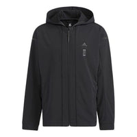 Men's adidas Wj Mh Wv Wb Athleisure Casual Sports Solid Color Hooded Woven Black Jacket HM2946