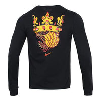 Men's Nike Lebron Sfg Basketball Sports Printing Round Neck Long Sleeves Black T-Shirt DN2906-010