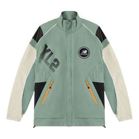 New Balance Men's New Balance Logo Printing Contrasting Colors Athleisure Casual Sports Jacket Green MJ11602-CEL