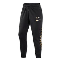 Men's Nike Fleece Knit Printing Casual Sports Pants/Trousers/Joggers Autumn Black DO2804-010